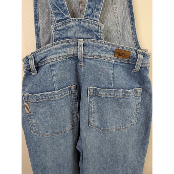 Anthropologie PAIGE Nellie Denim Raw Hem Overalls in Clarkson Wash Size 24 - Picture 8 of 15